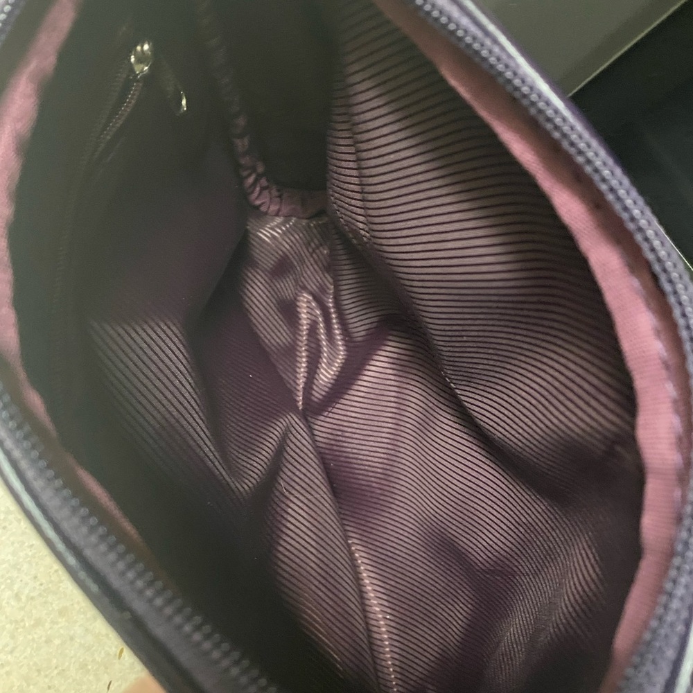 Glossy Purple Ombre Shoulder Bag Patent Leather Crossbody Purse Removable Strap - Picture 5 of 5
